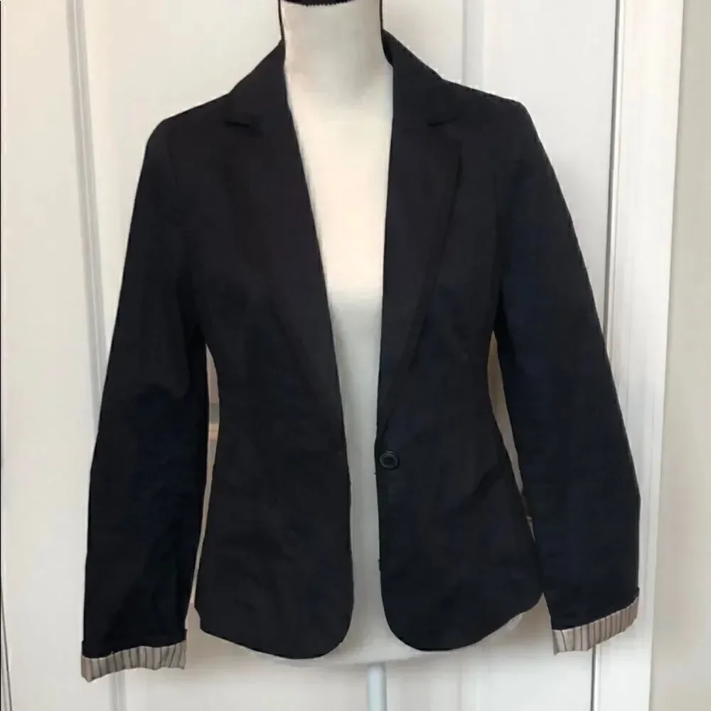 American Eagle navy blazer with black trim size M